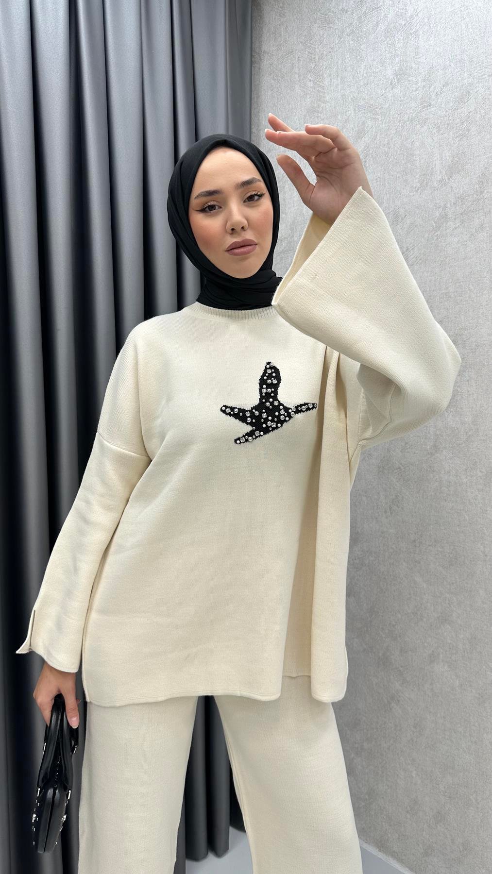 9001 W Triko Takım-Ekru