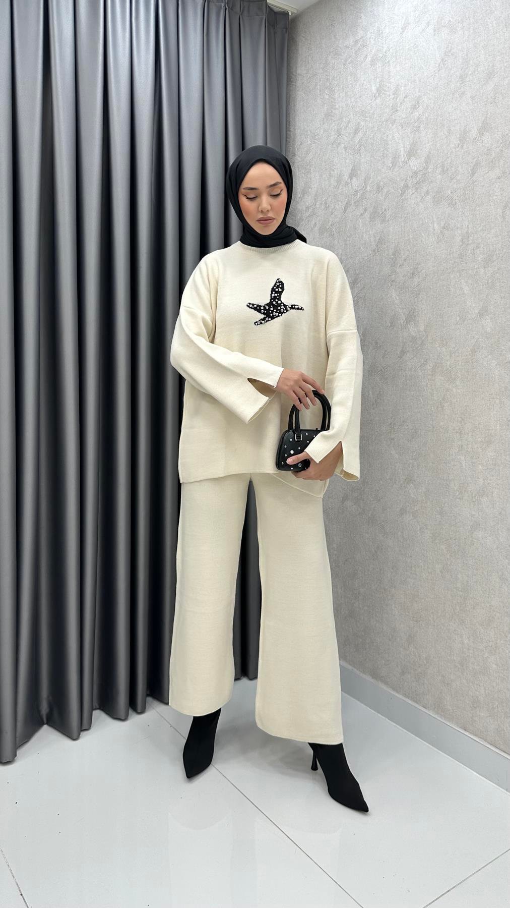 9001 W Triko Takım-Ekru