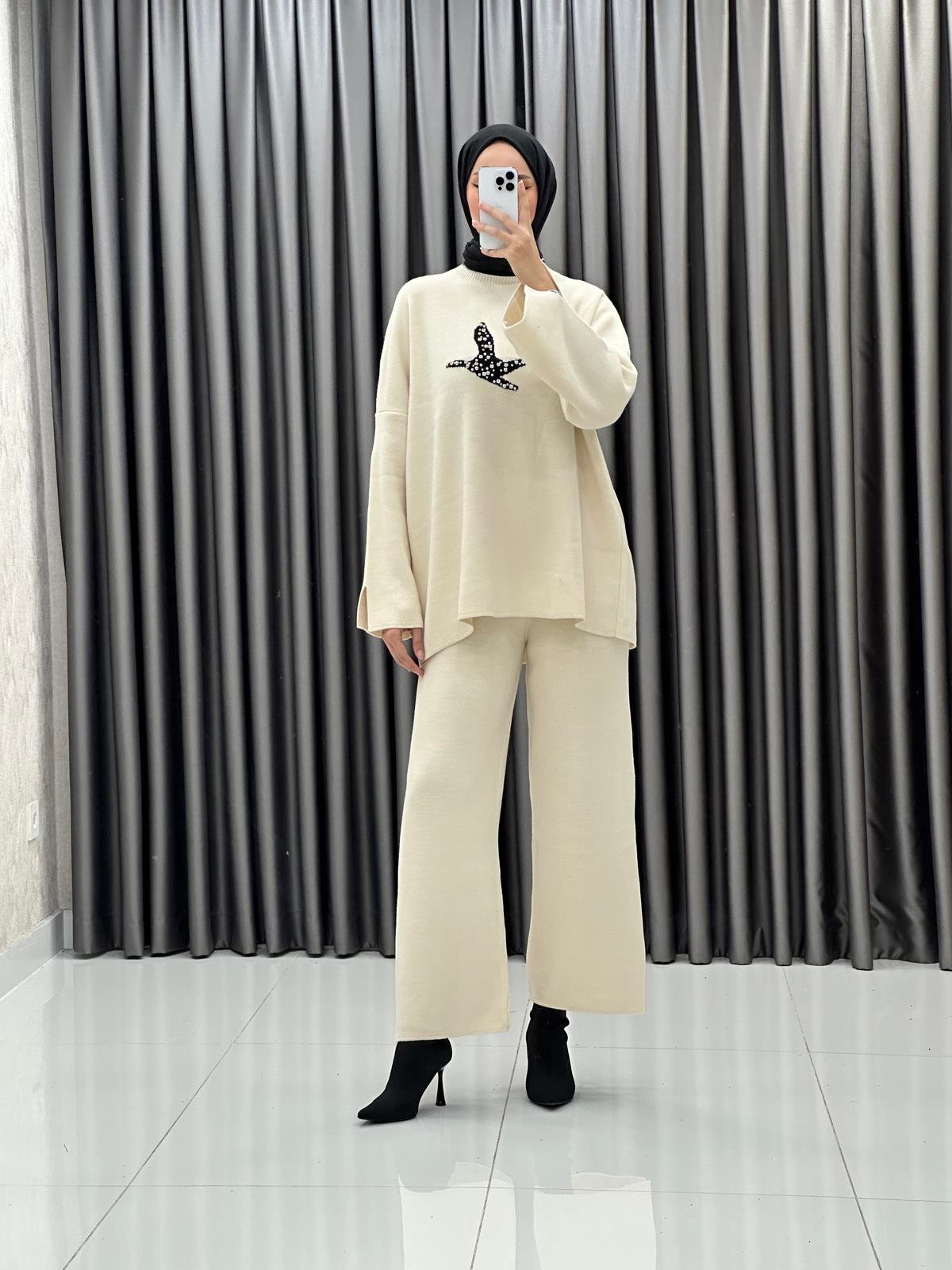 9001 W Triko Takım-Ekru