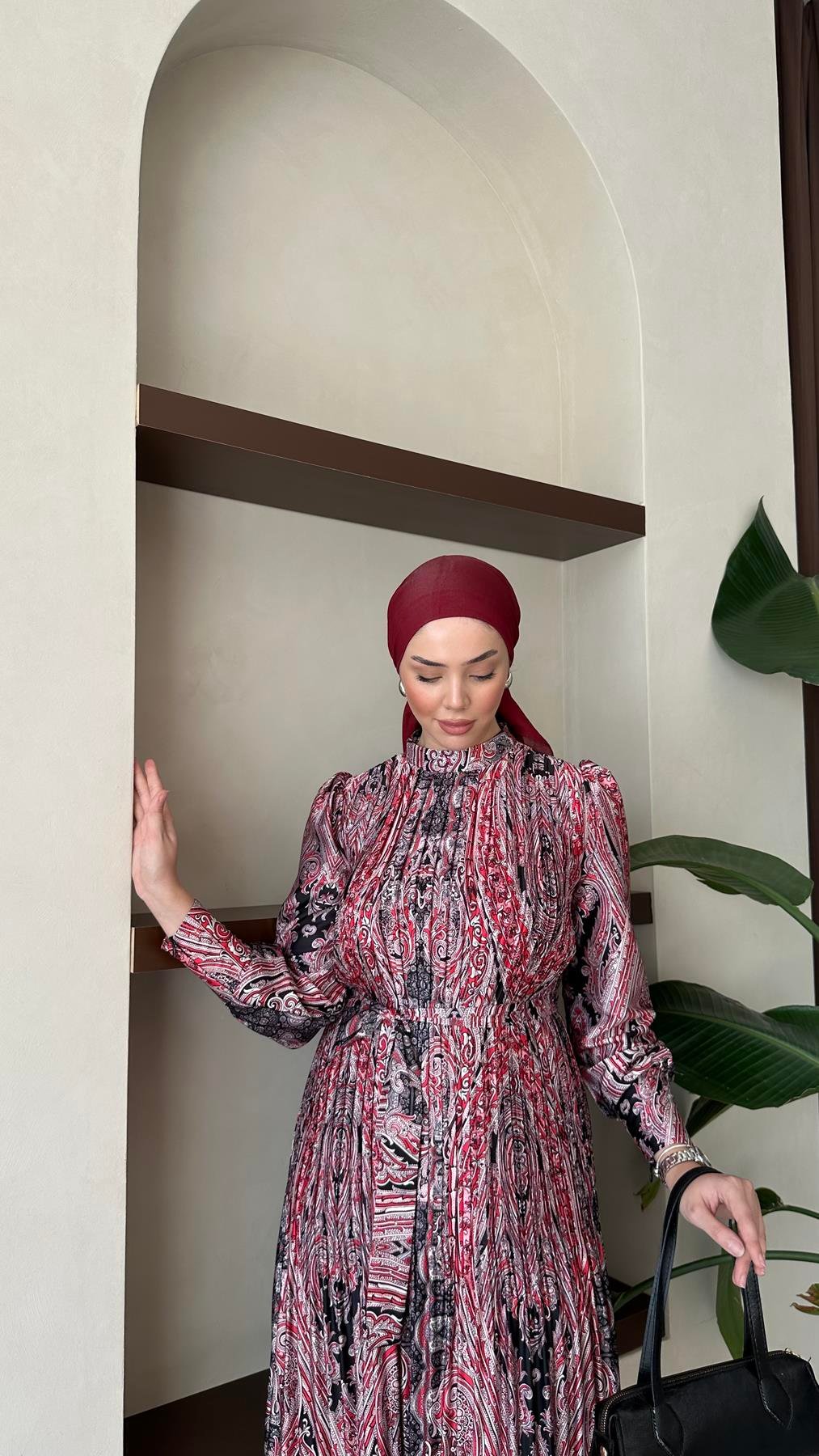 91086 B Bayan Elbise-Bordo