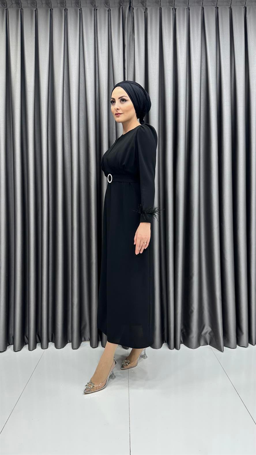9463 Y Bayan Elbise-Siyah