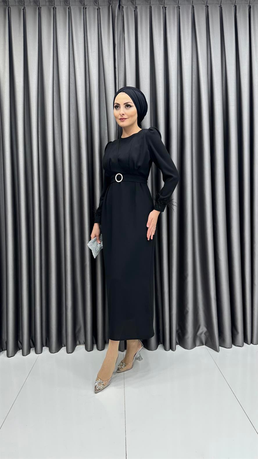 9463 Y Bayan Elbise-Siyah