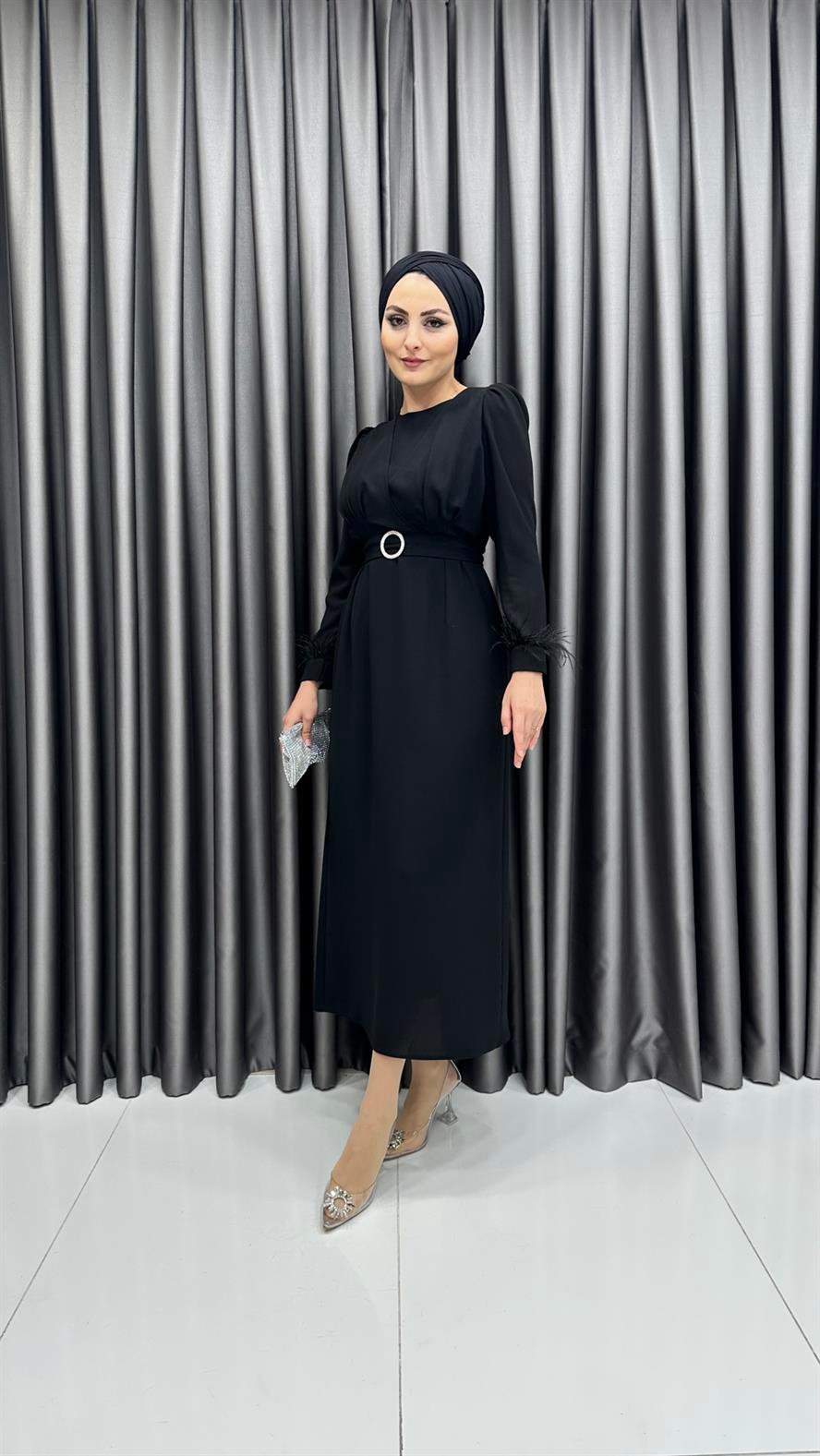 9463 Y Bayan Elbise-Siyah