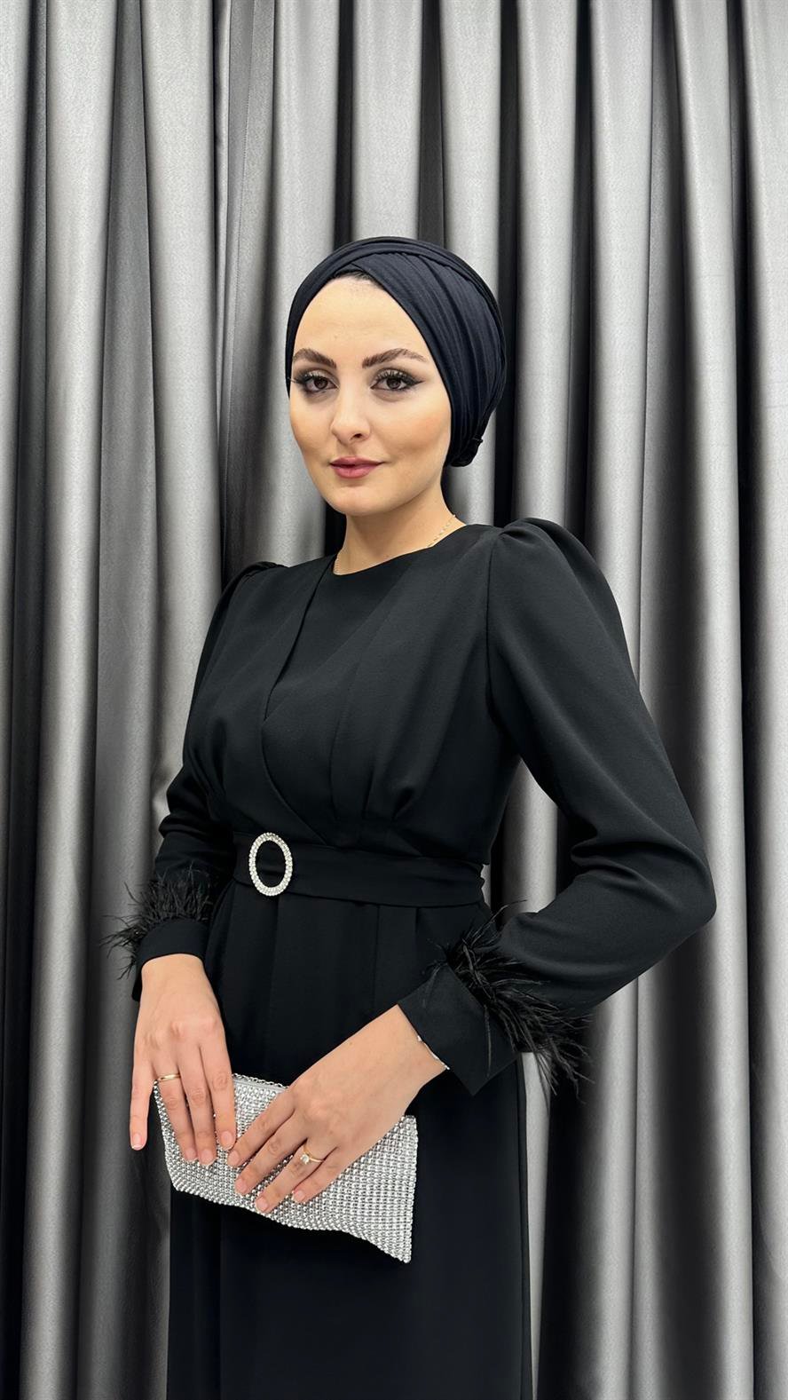 9463 Y Bayan Elbise-Siyah