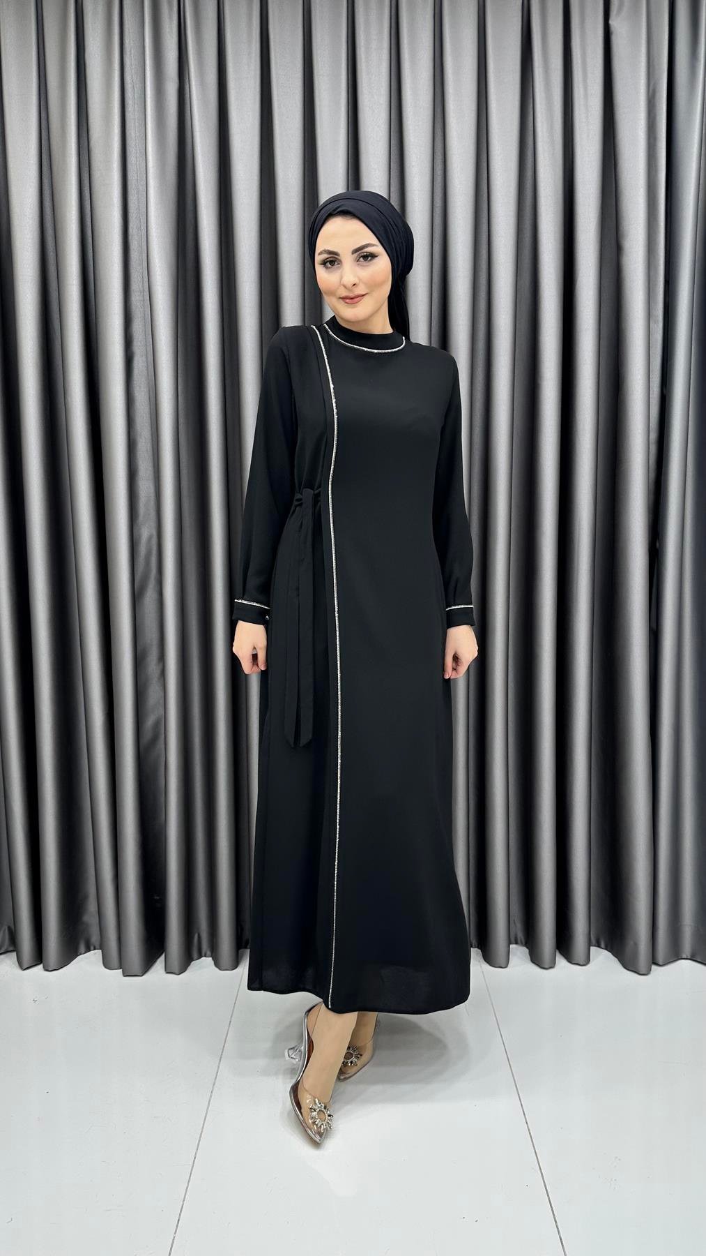 9817 Y Bayan Elbise-Siyah