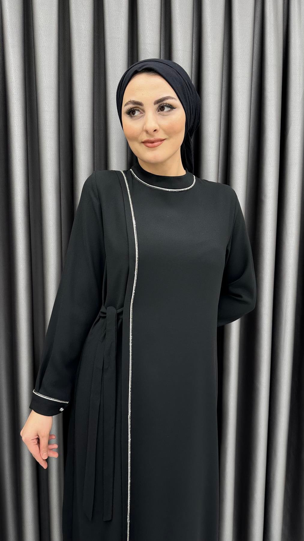 9817 Y Bayan Elbise-Siyah