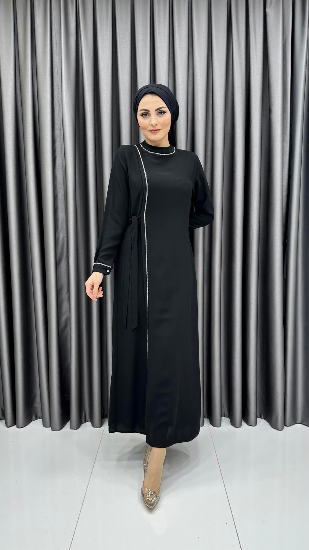 9817 Y Bayan Elbise-Siyah