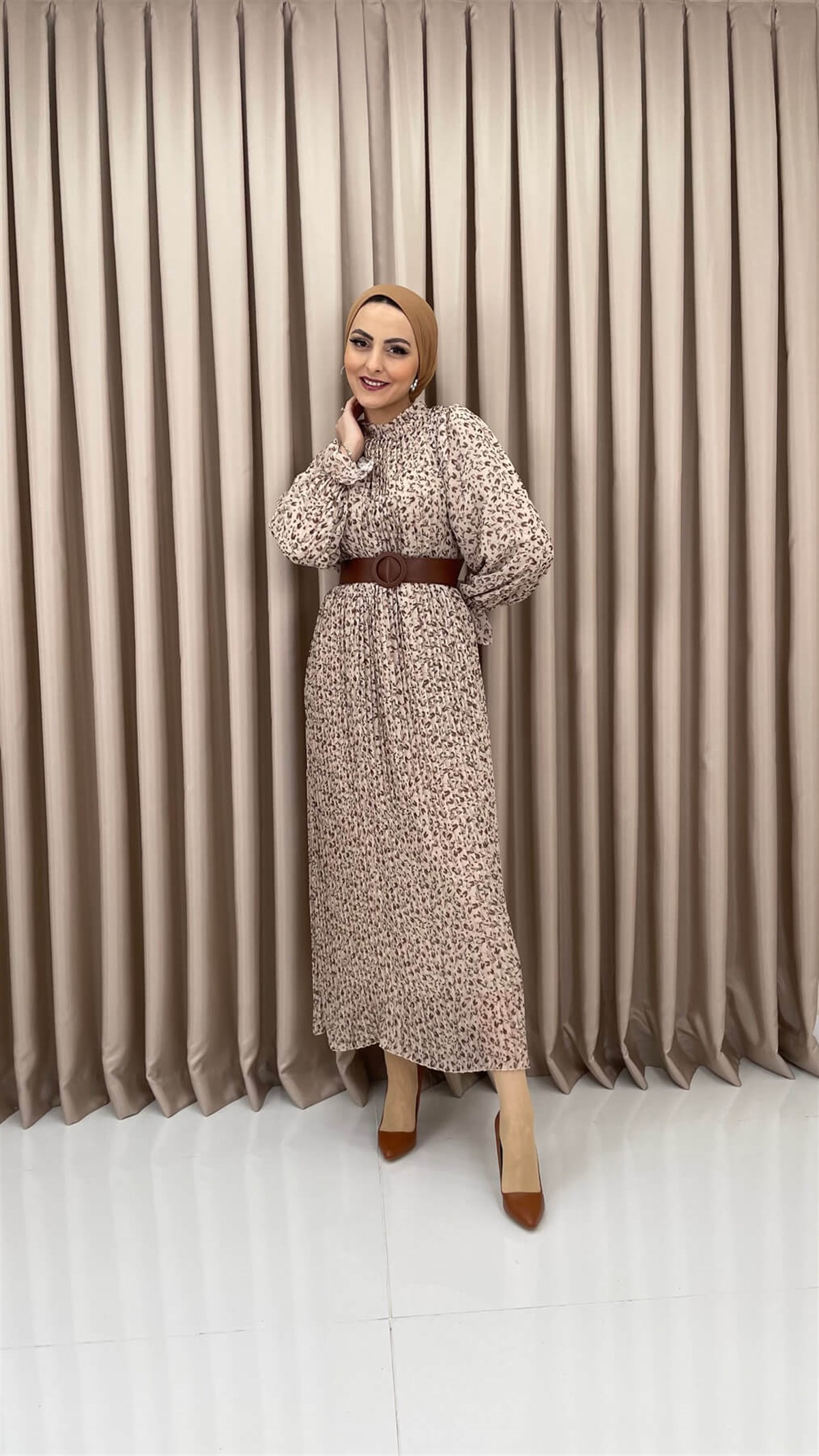 982-1 R Desenli Elbise