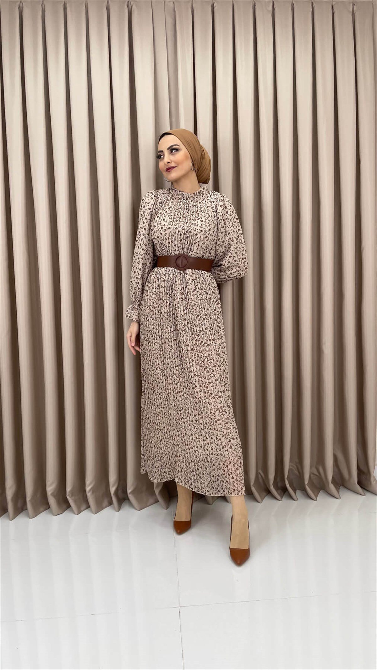 982-1 R Desenli Elbise