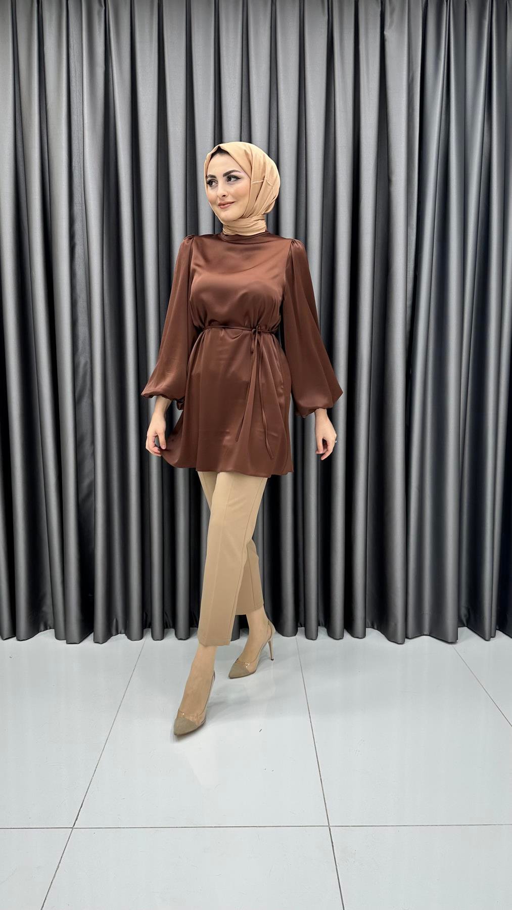 9831 Y Bayan Tunik-Kahve Rengi