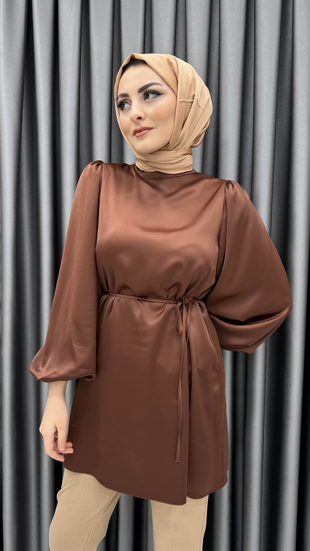 9831 Y Bayan Tunik-Kahve Rengi