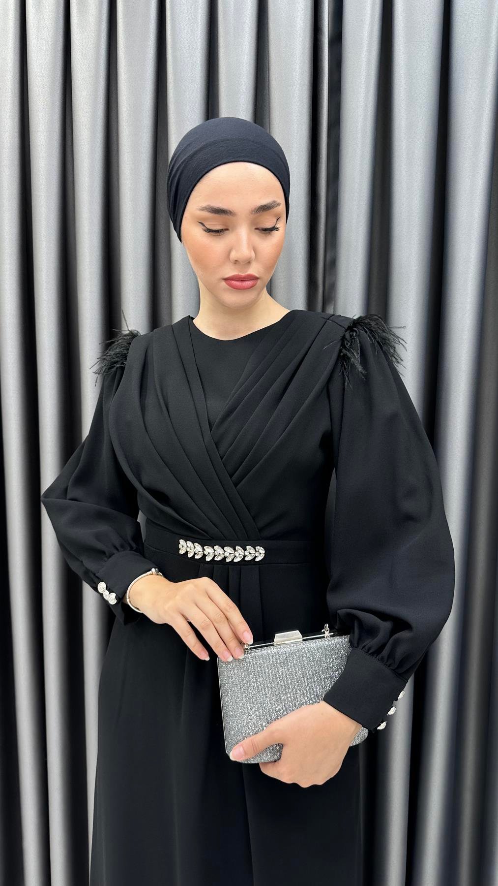9865 Y Abiye Elbise-Siyah