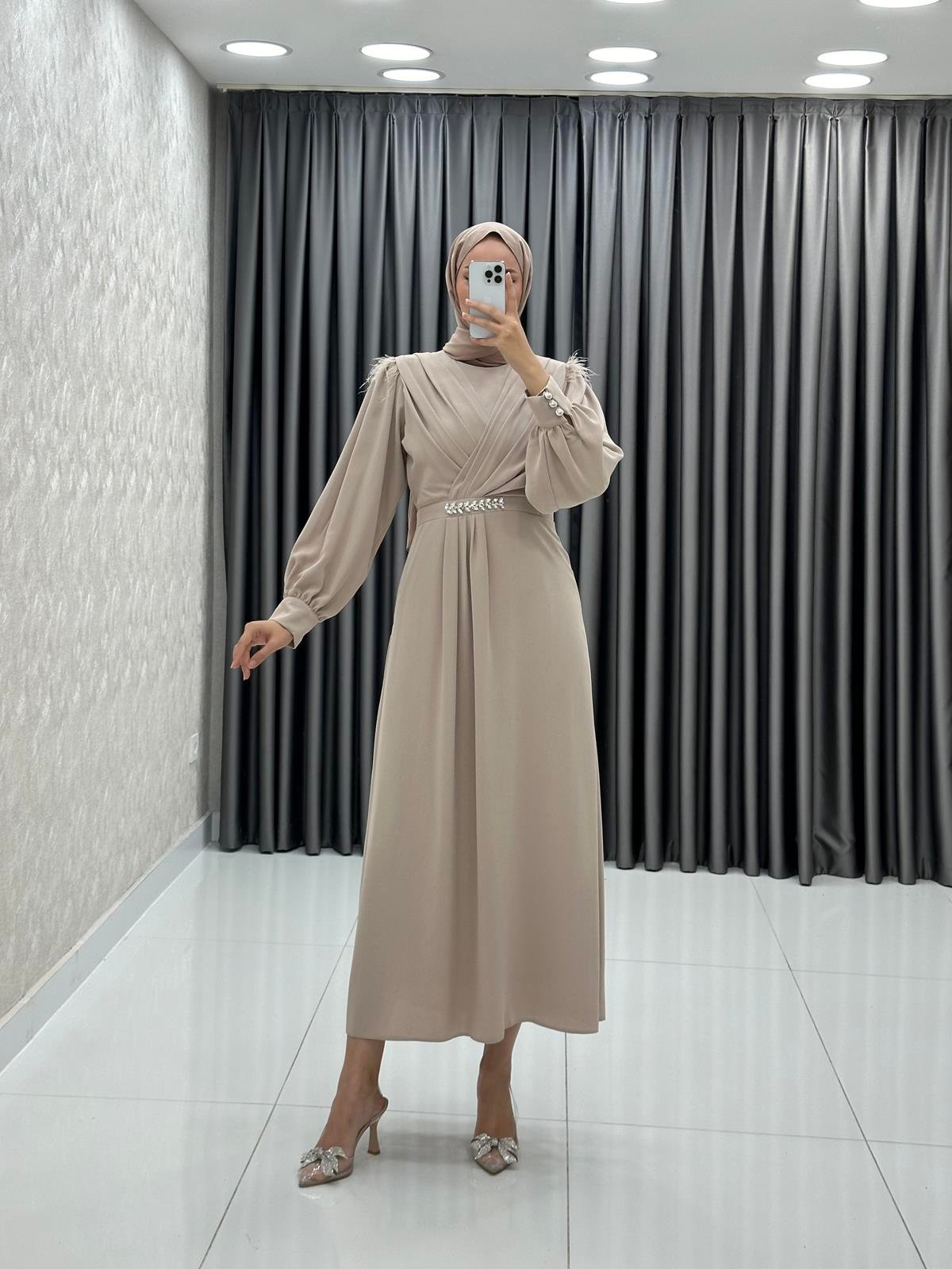 9865 Y Abiye Elbise-Taş