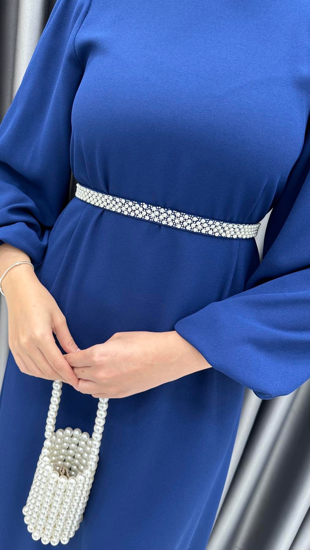 9879 Y Bayan Elbise-İndigo Mavi