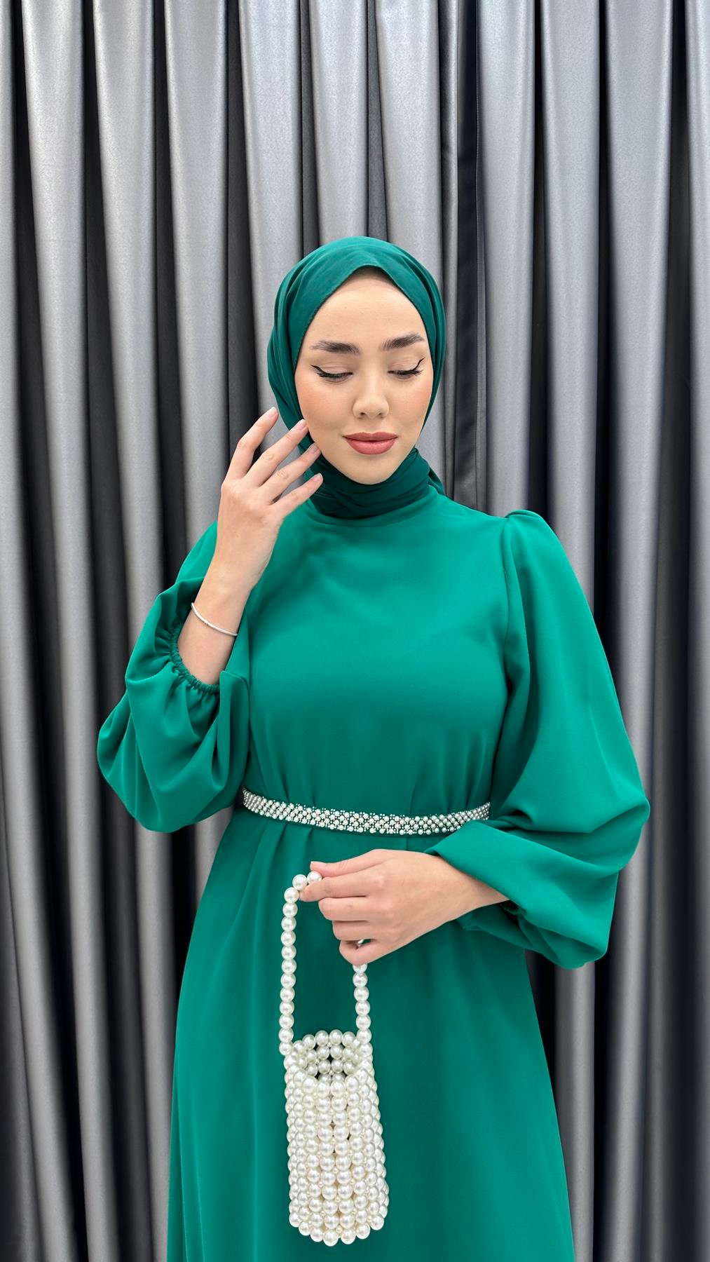 9879 Y Bayan Elbise-Zümrüt