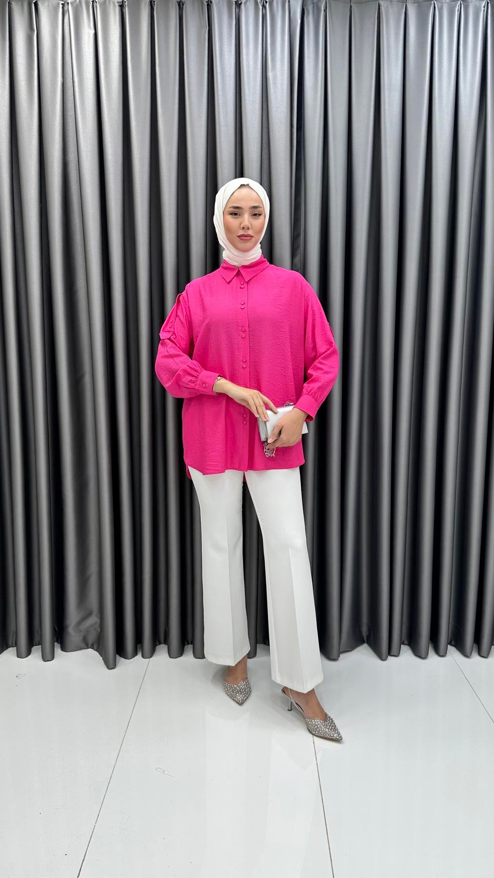 9894 Y Bayan Tunik-Fuşya