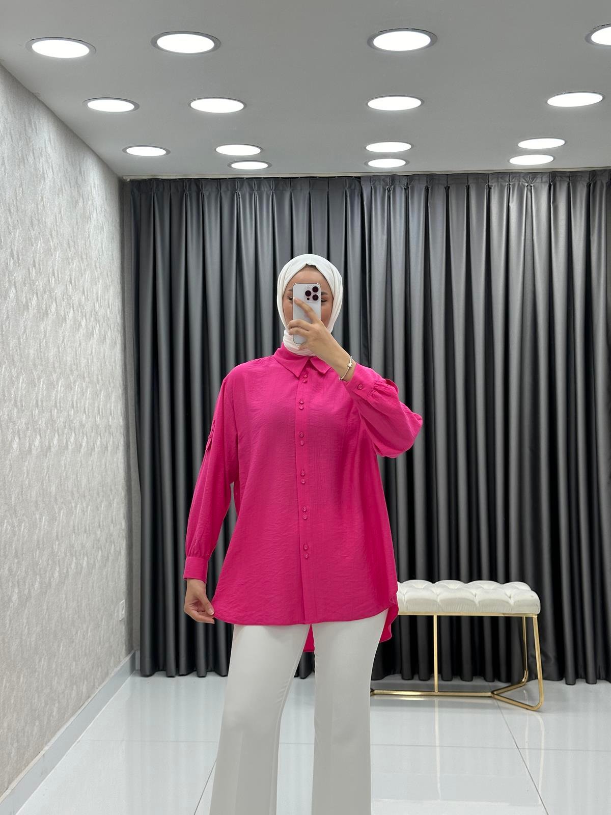 9894 Y Bayan Tunik-Fuşya