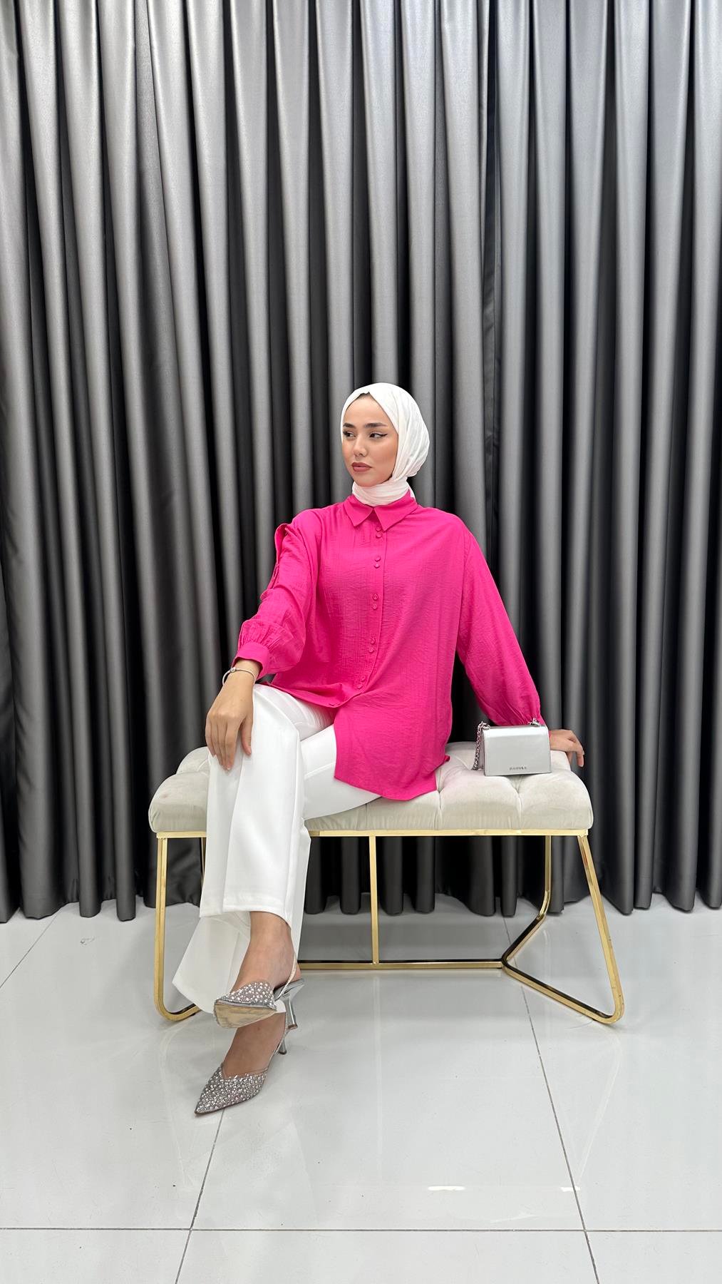 9894 Y Bayan Tunik-Fuşya