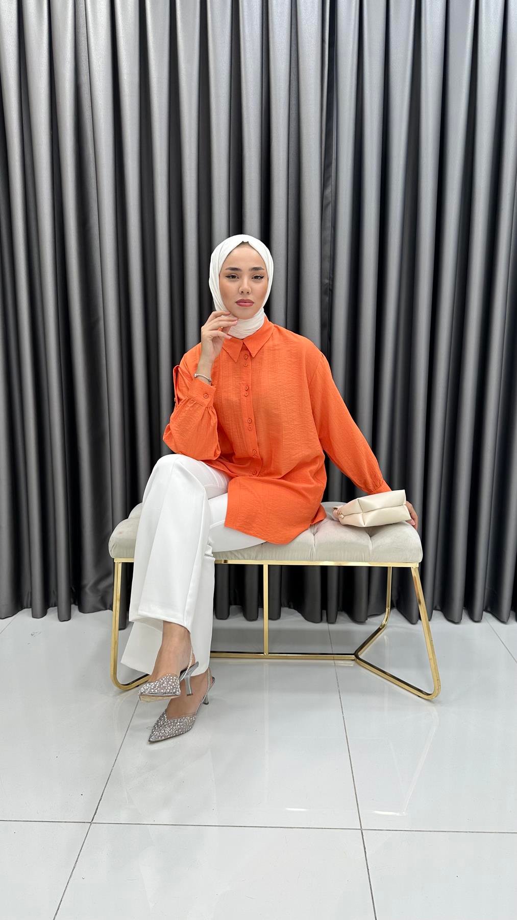 9894 Y Bayan Tunik-Turuncu