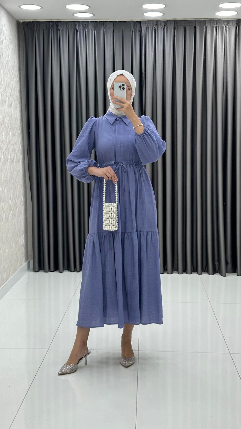 9899 Y Bayan Elbise-Lila