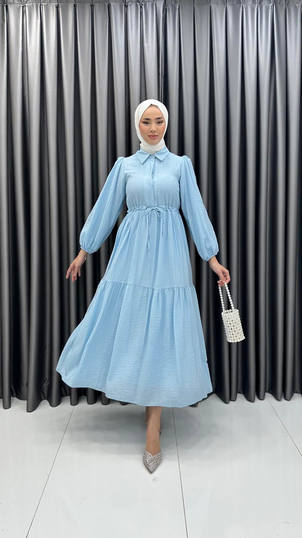 9899 Y Bayan Elbise-Mavi