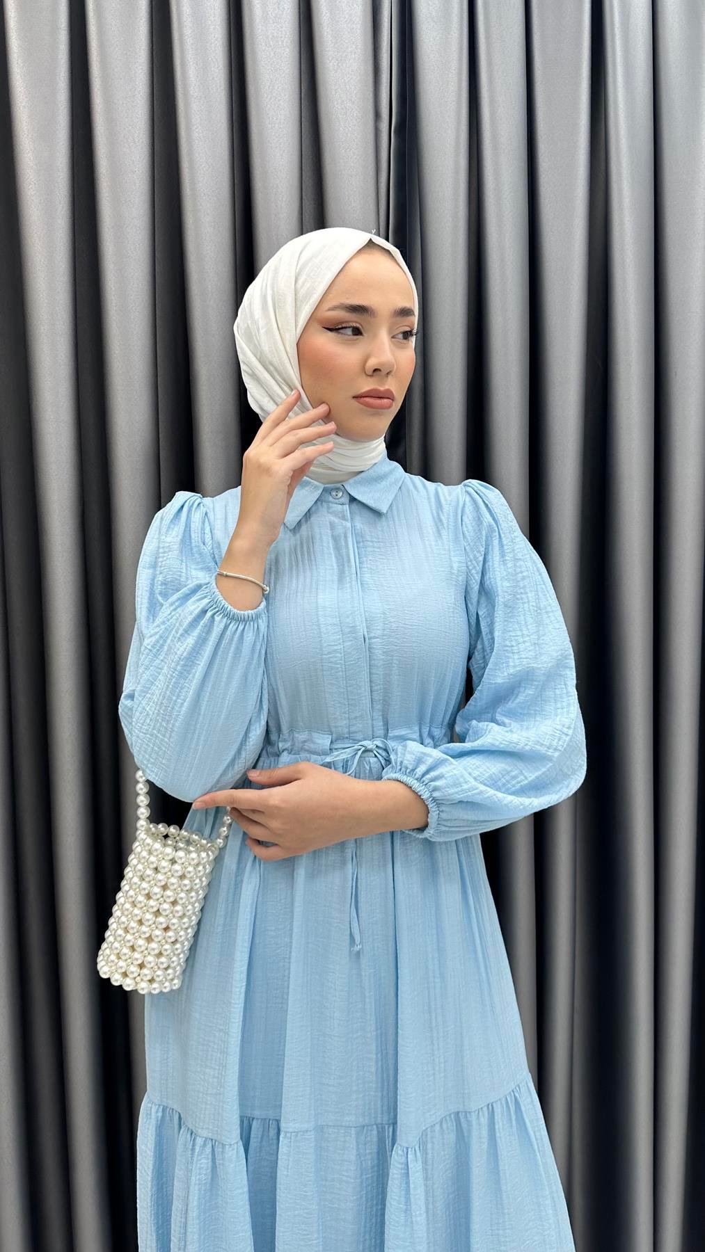 9899 Y Bayan Elbise-Mavi