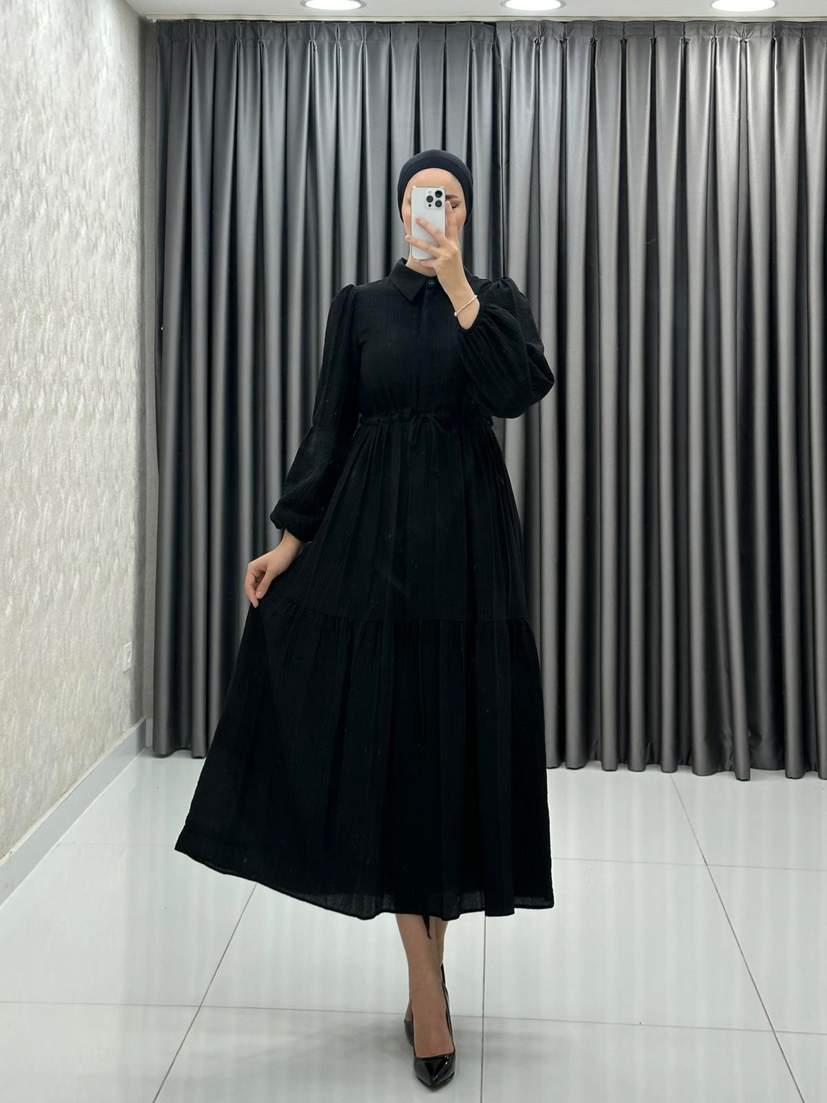 9899 Y Bayan Elbise-Siyah