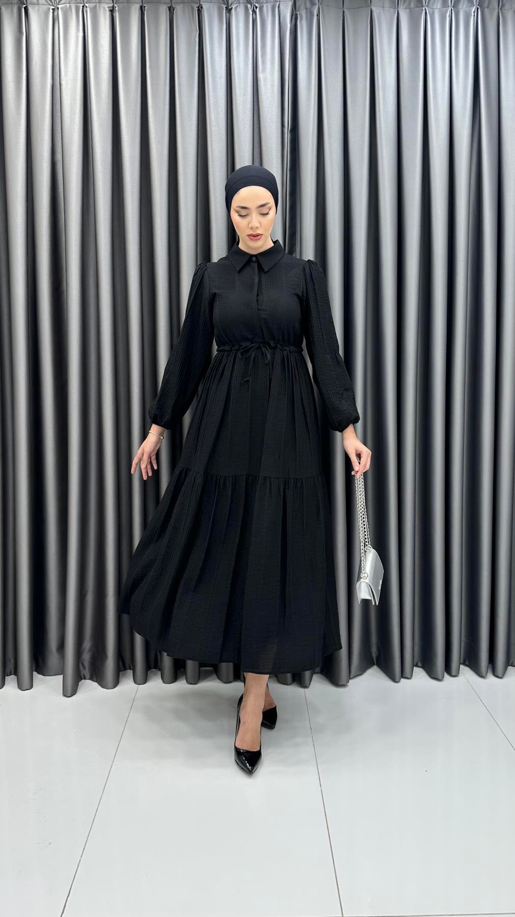 9899 Y Bayan Elbise-Siyah