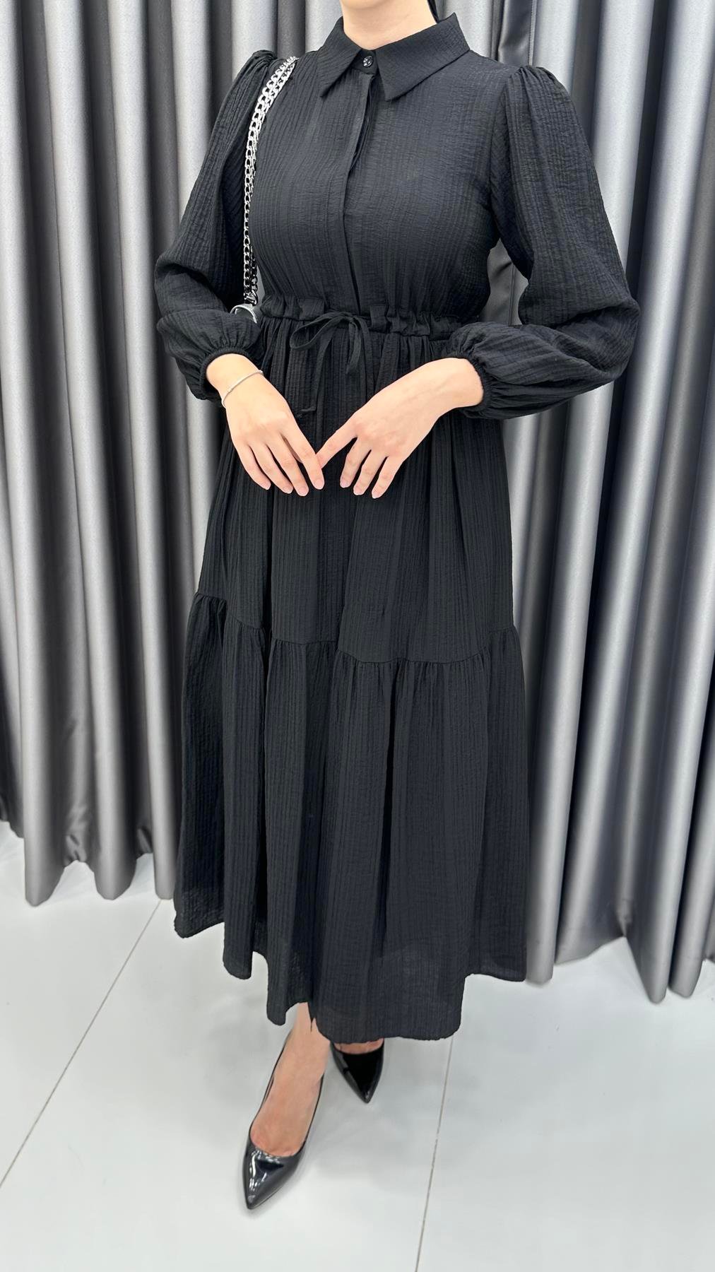 9899 Y Bayan Elbise-Siyah