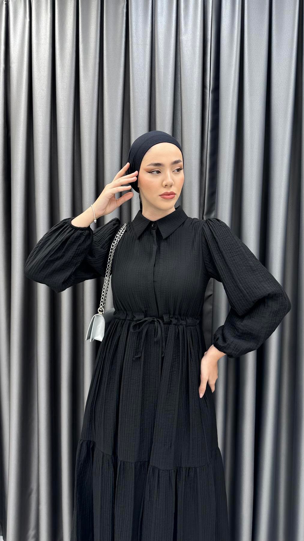 9899 Y Bayan Elbise-Siyah