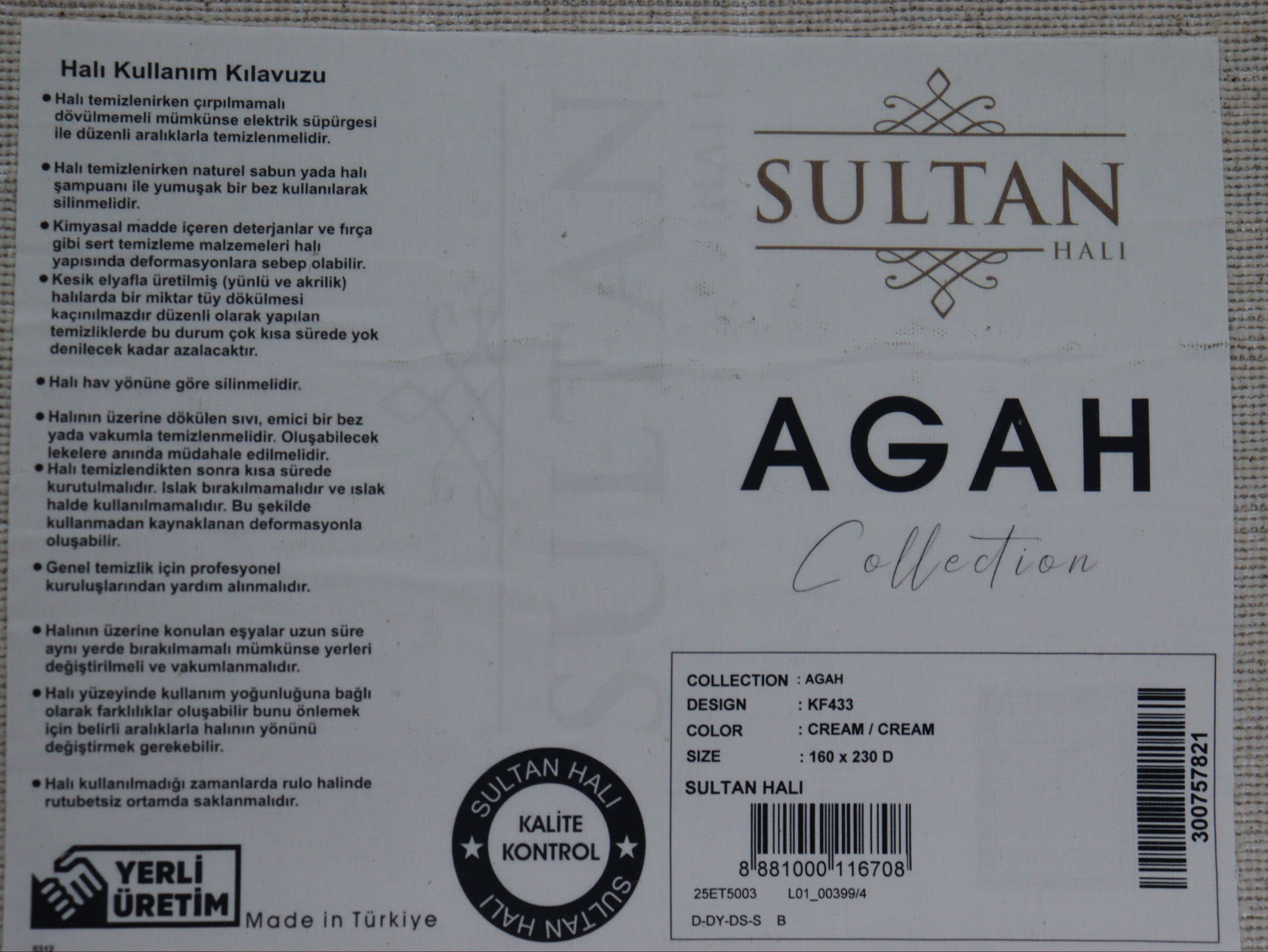 AGAH KF433 KREM VİZON