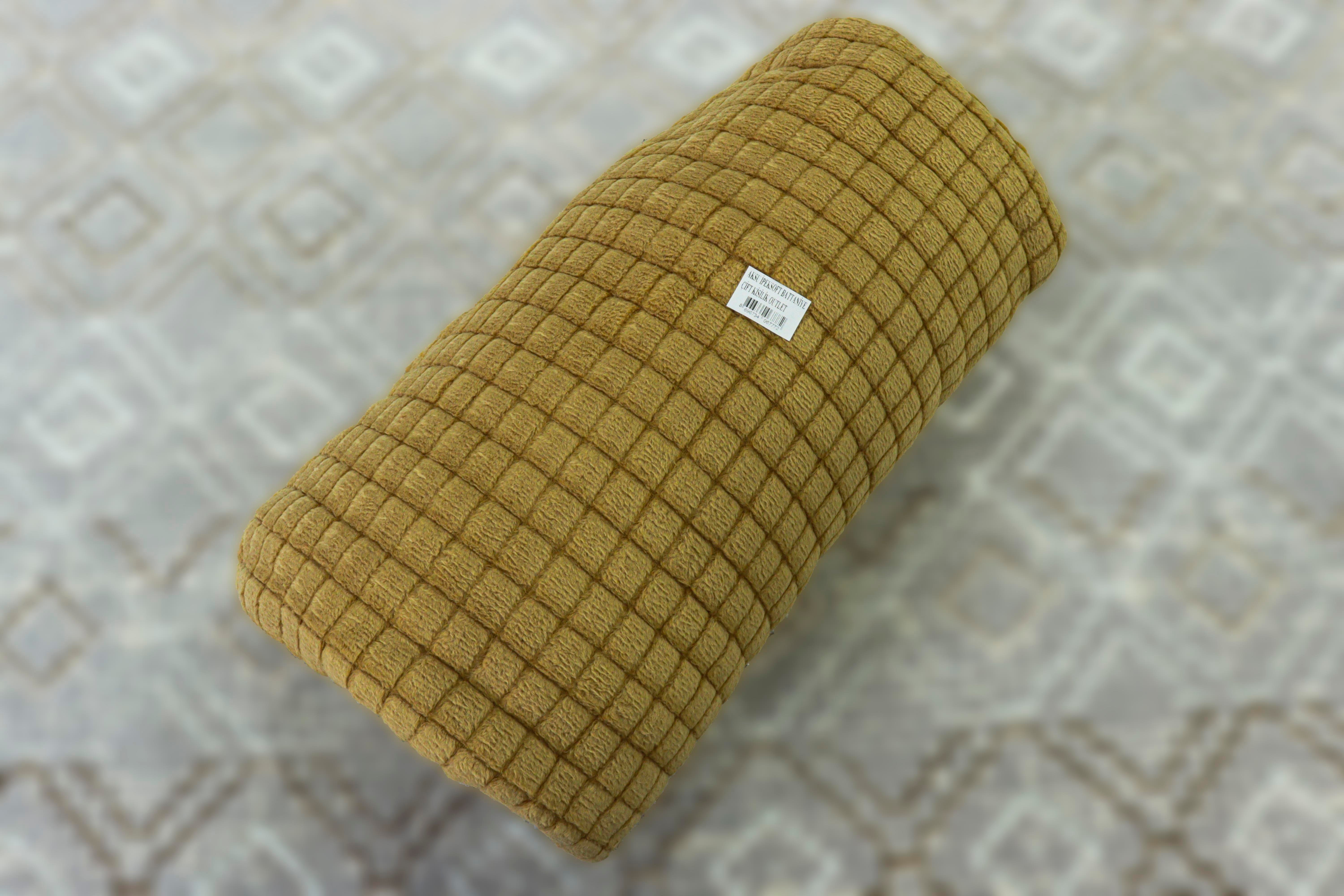 AKSU İpeksoft Fitilli Çift Kişilik Battaniye - Hardal 200x220