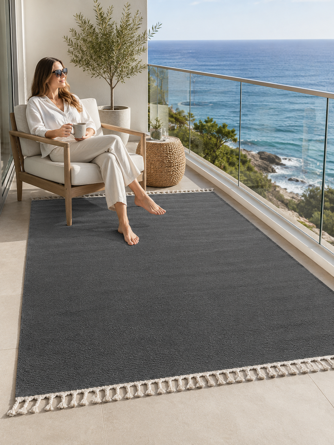 Antrasit Renkli  Soft Iskandinav Peluş Dokulu Makine Halısı