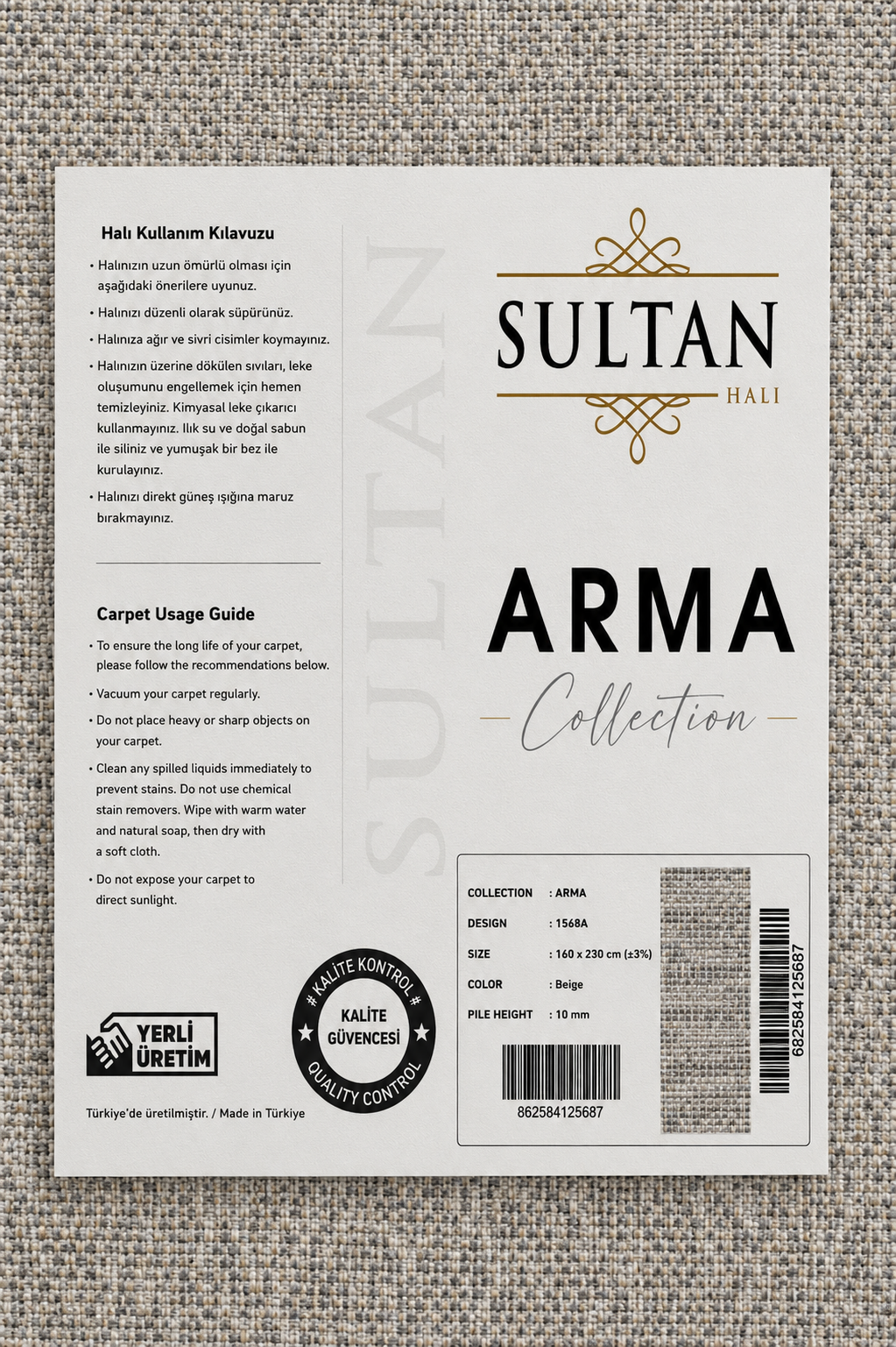ARMA Serisi Açık Gri Krem Çizgili Modern Halı | MC 335