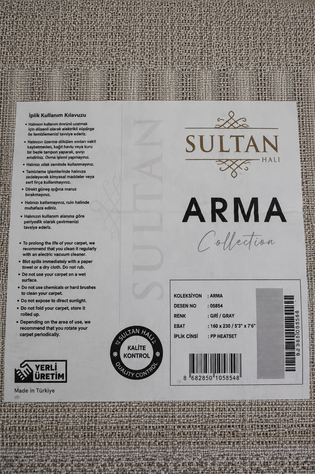 ARMA Serisi Açık Gri Krem Etnik Desenli Modern Halı | MC 480