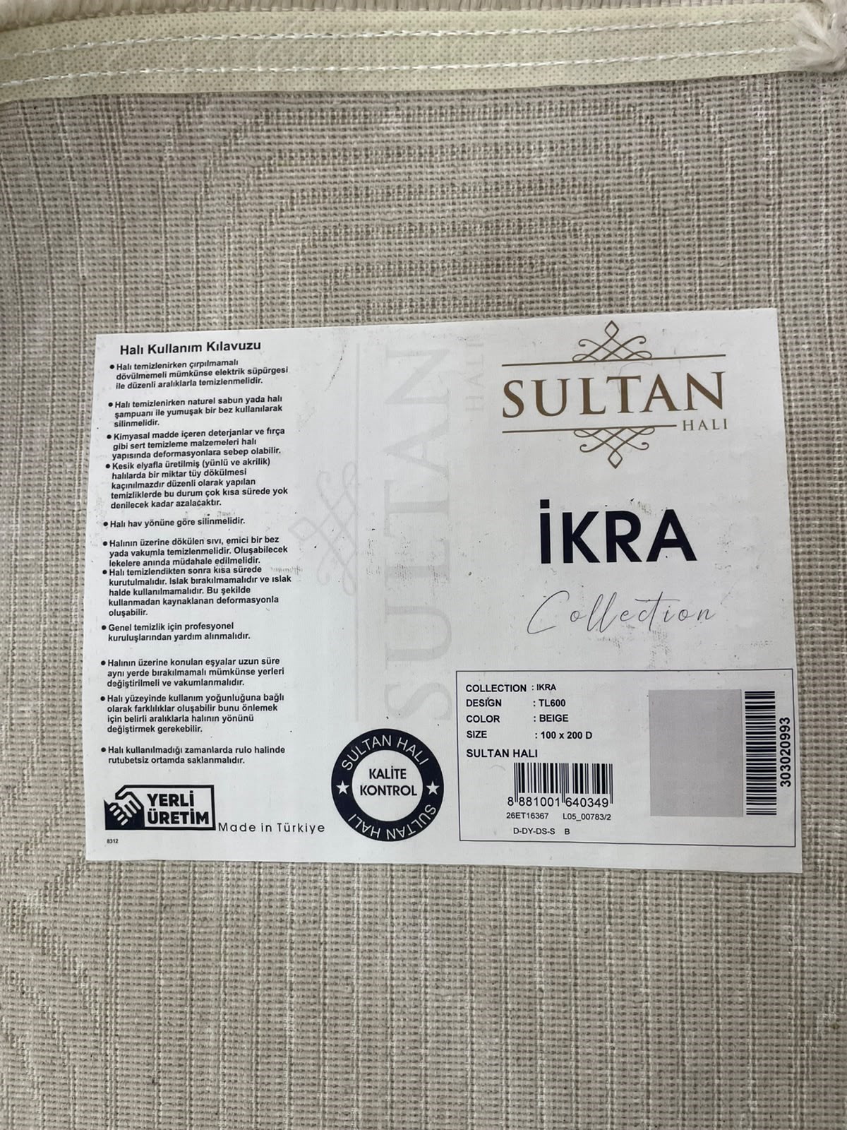 Bej Çizgili Modern Halı İkra LT600 | Özel Ölçü & Salon Lüksü | Sultan Halı