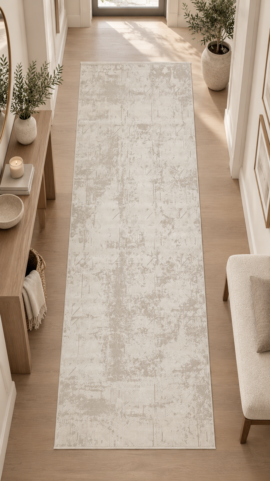 Beliz Viskon Krem Geometrik Desenli Tüylenme Yapmayan Toz Tutmaz Premium Salon Halısı | 652