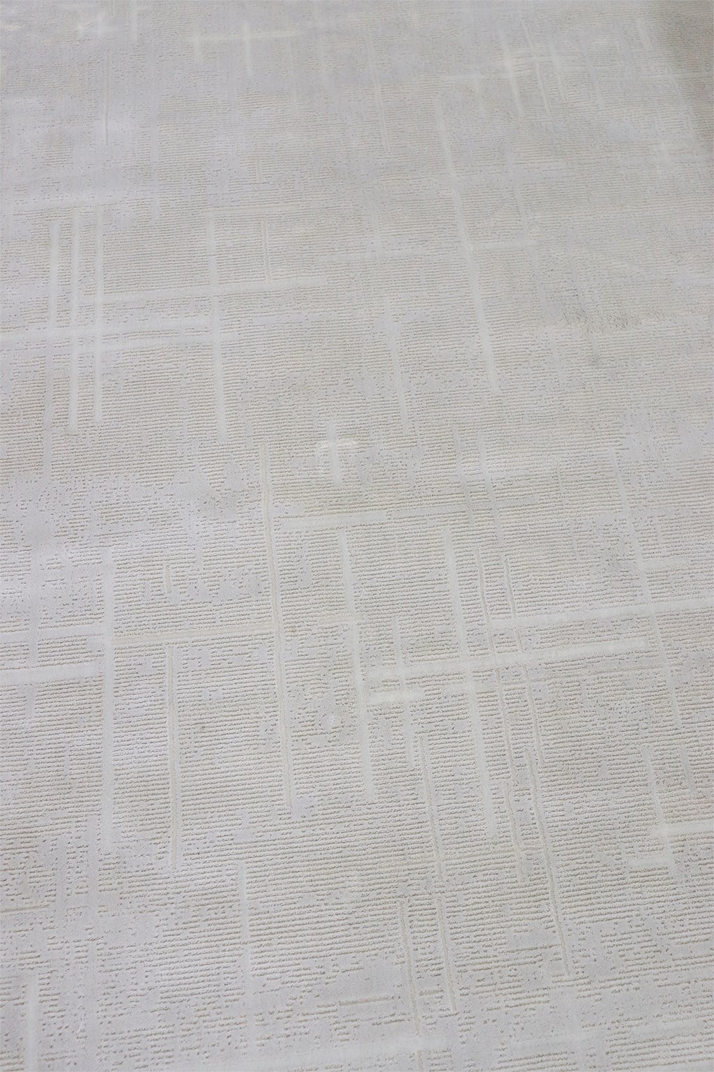 Beyaz Rengi Lotus Bambu Model Altı Kaymaz Makine Dokuma Halı