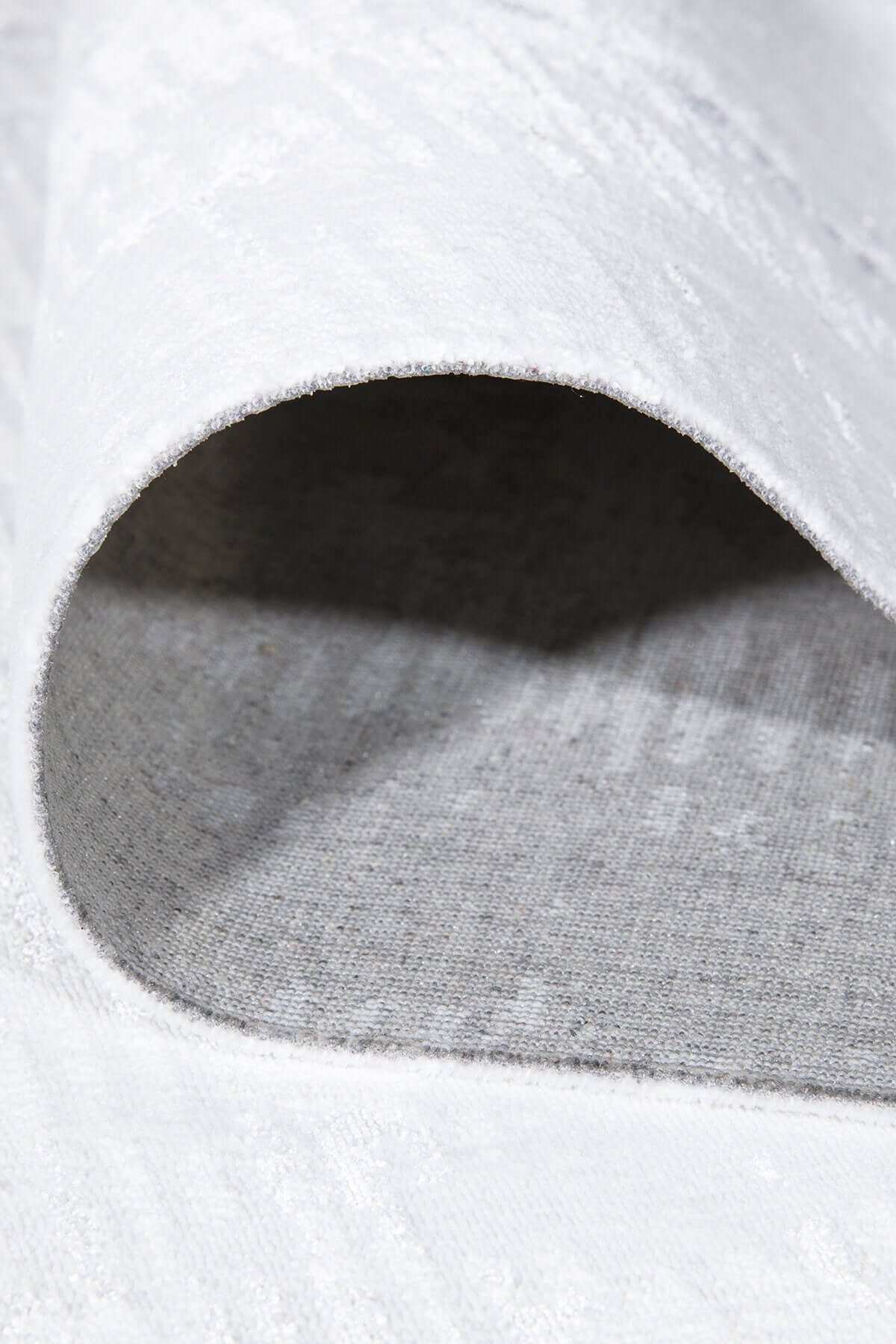 Beyaz Vintage Bambu Altı Kaymaz Halı