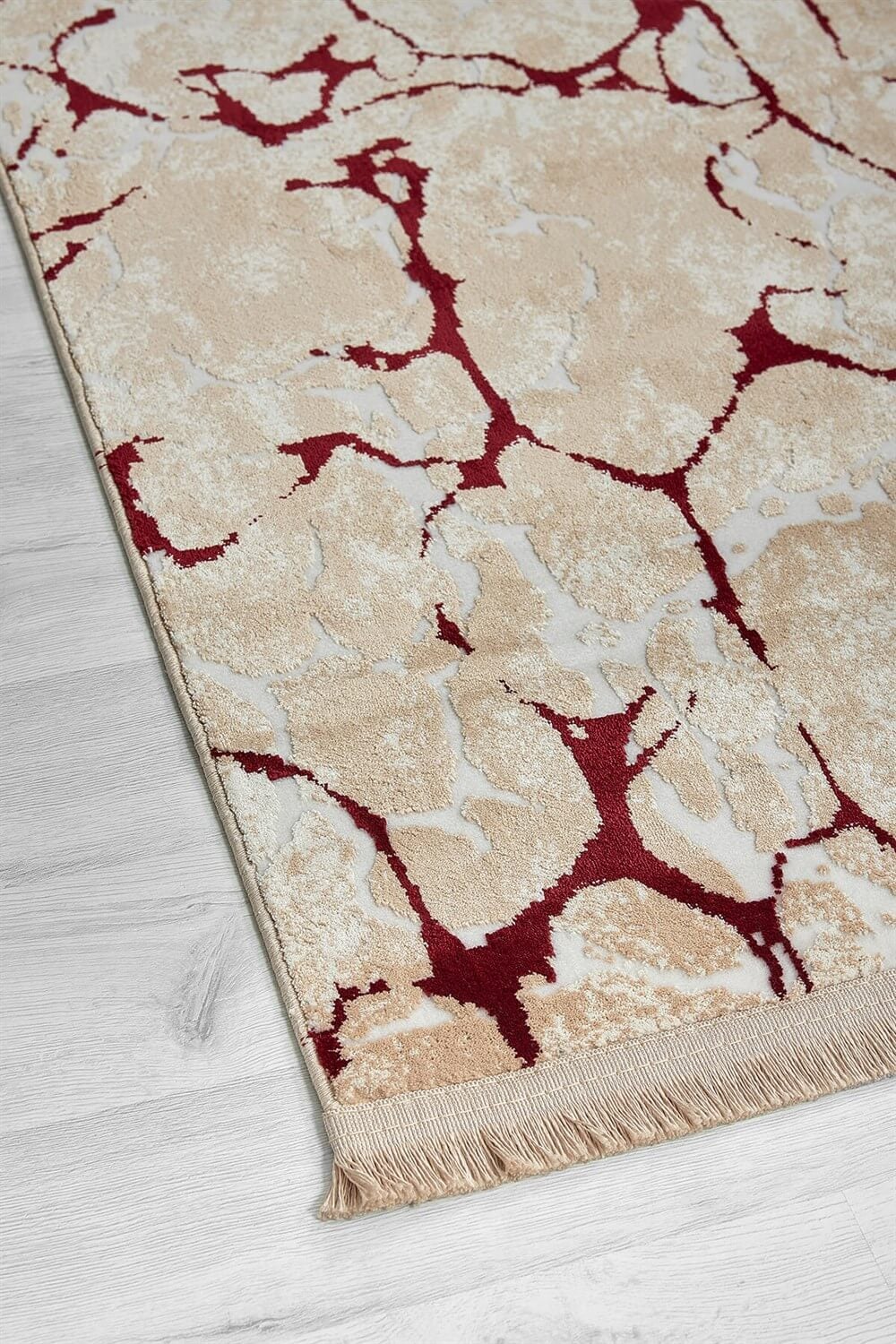 Bordo Mermer Desenli Altı Kaymaz Halı