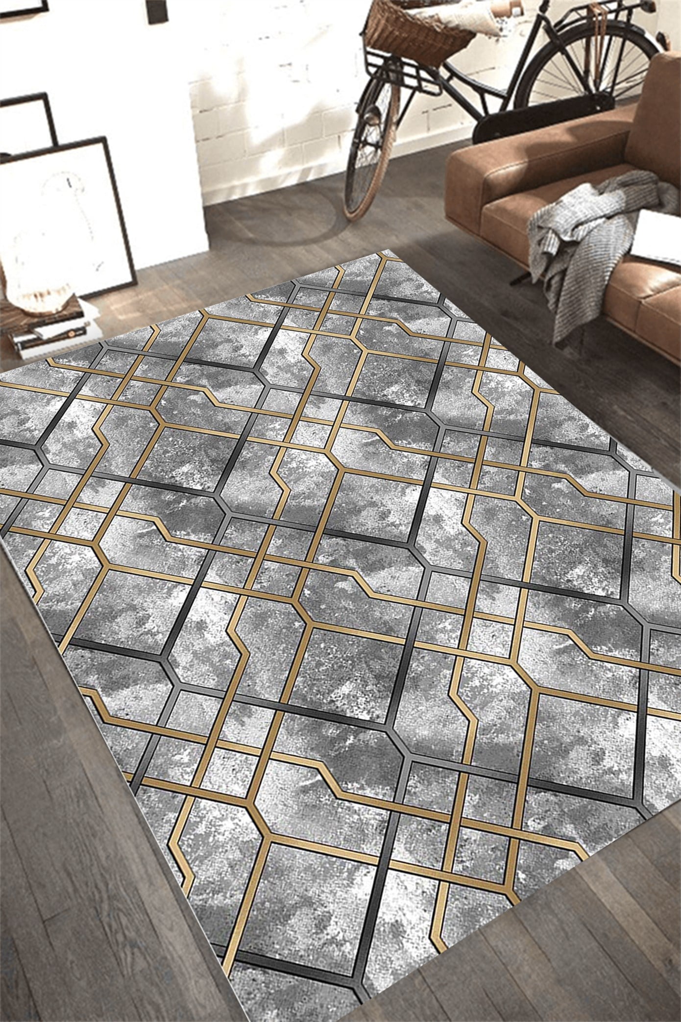 Canvas Yıkanabilir Kaymaz Desenli Halı