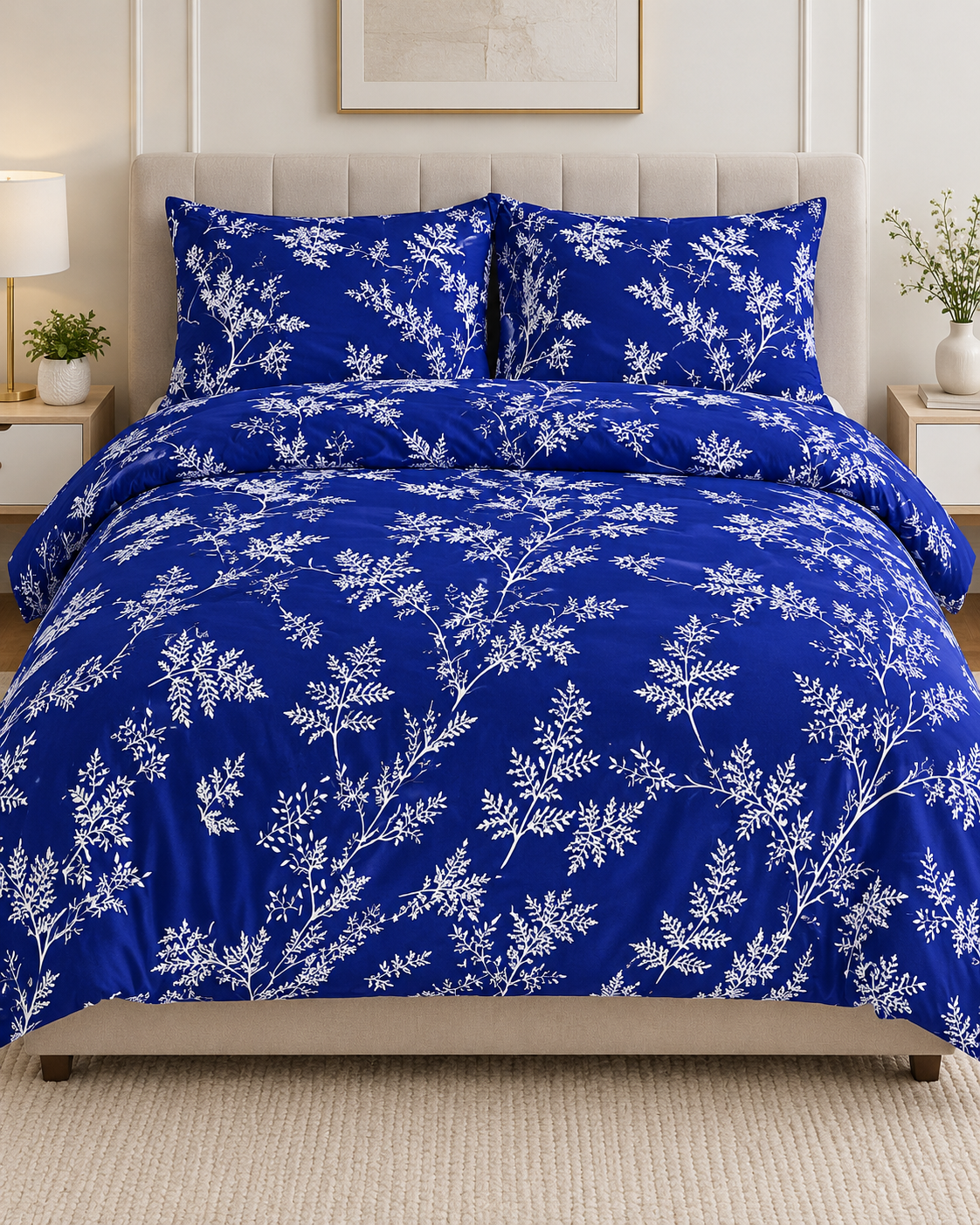 Çift Kişilik Desenli Lacivert Yastıklı Nevresim Takımı HÇ12 200x220