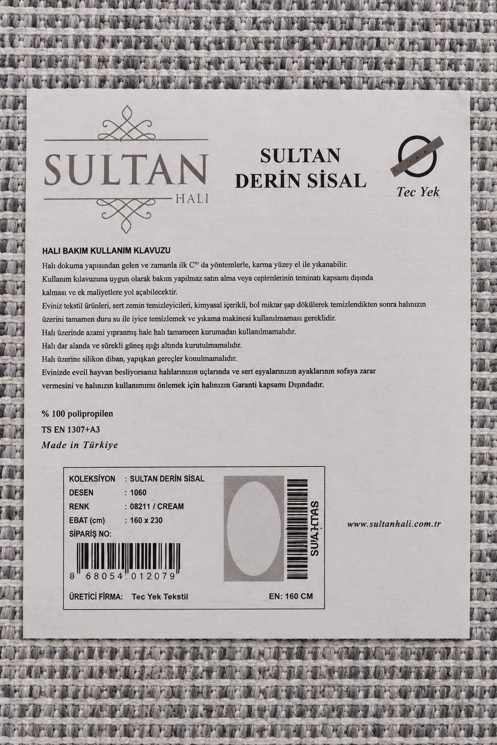 Derin Sisal Gri Çerçeveli Krem Zemin Jüt Sisal Dekoratif Kaymaz Taban Yıkanabilir Halı | ST06
