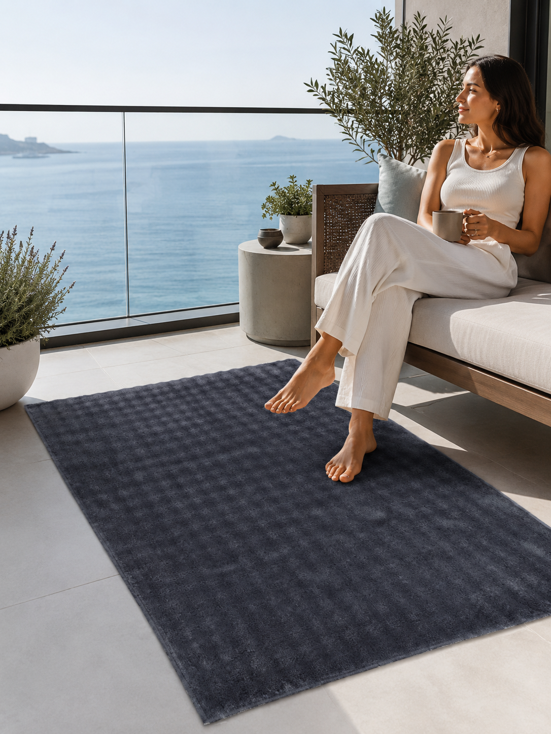 Dream Soft Antrasit Yumuşak Yüzeyli Kaymaz Makinede Yıkanabilir Halı
