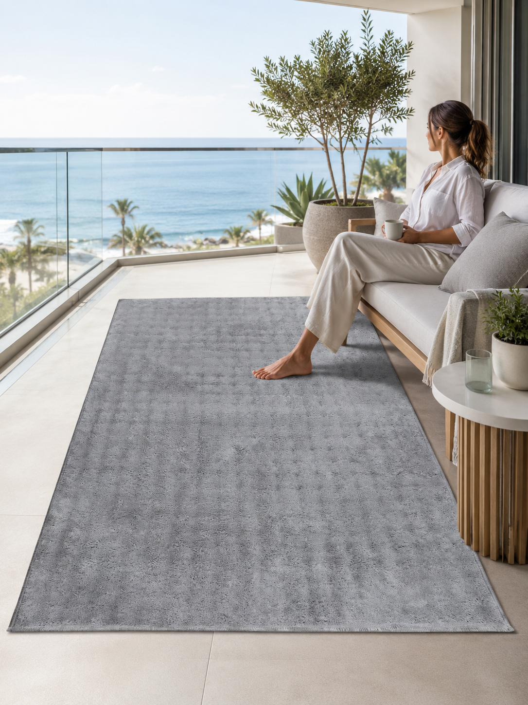 Dream Soft Gri Yumuşak Yüzeyli Kaymaz Makinede Yıkanabilir Halı