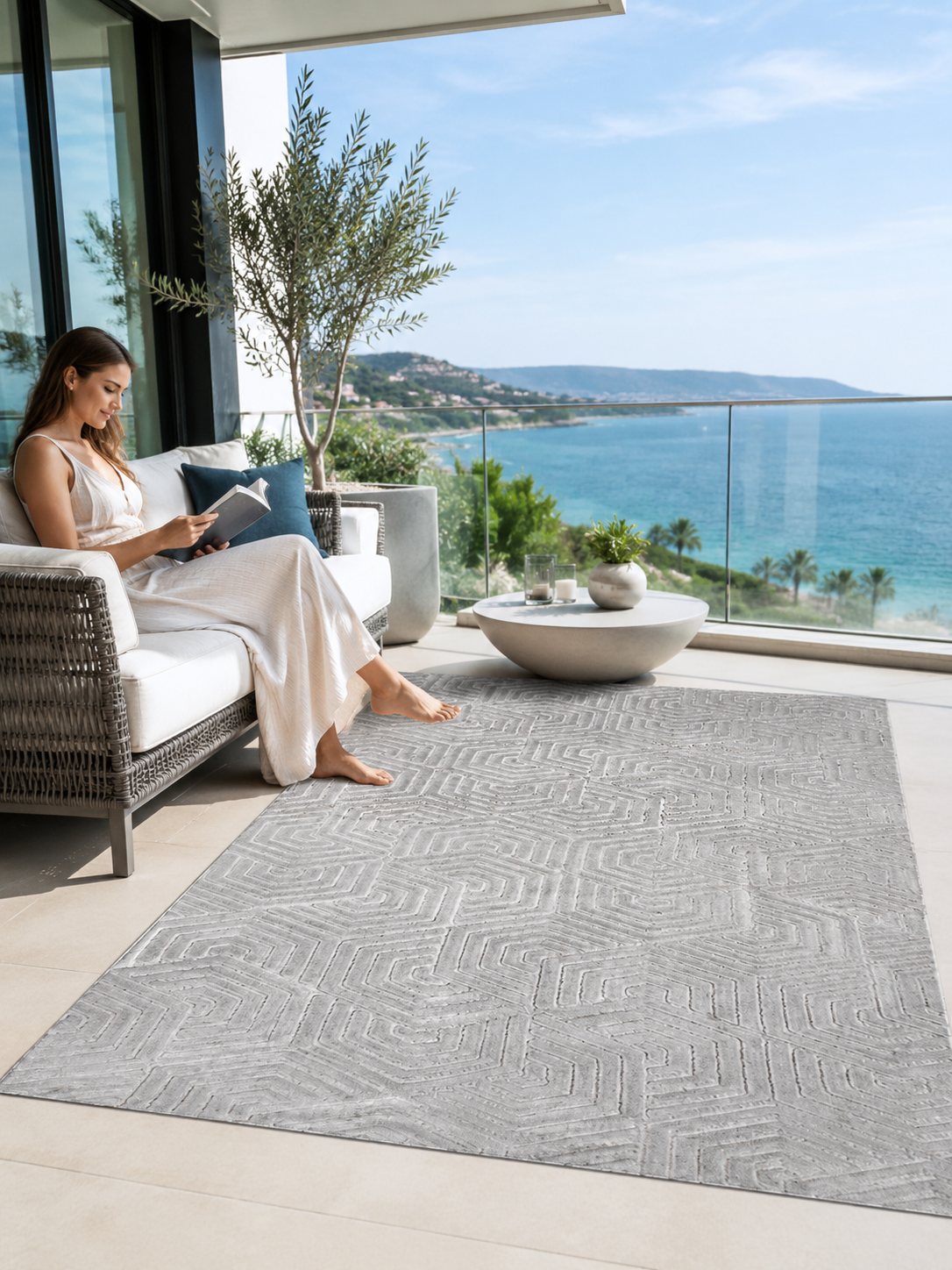 Embos Serisi Gri Kaydırmaz Taban Peluş Halı