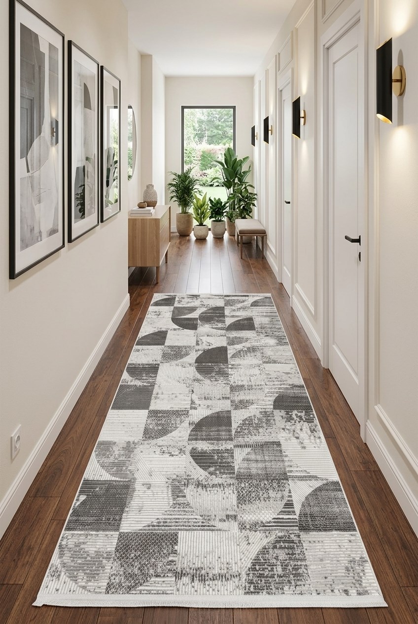 Gri Çizgili Modern Halı  İkra LT614