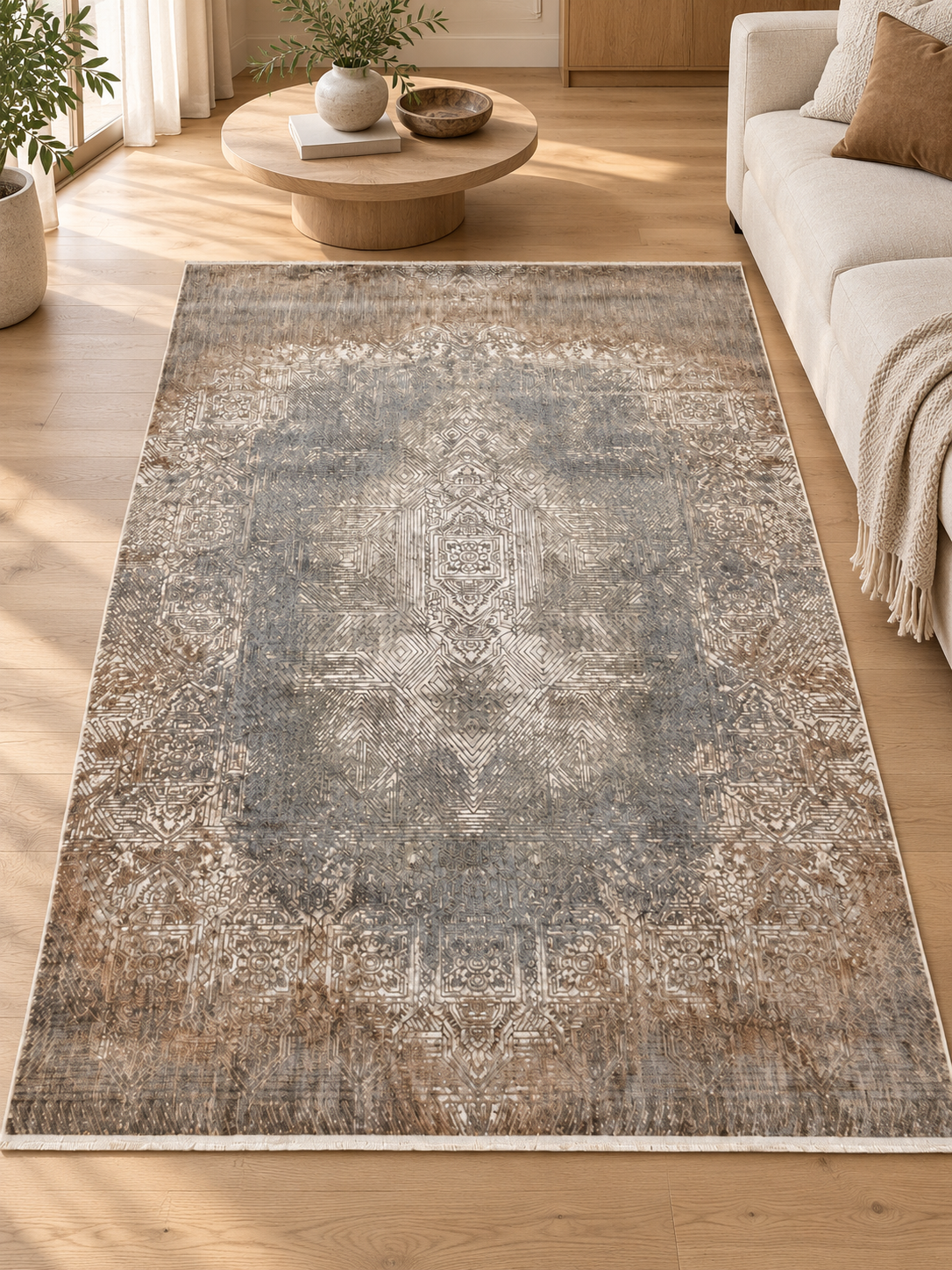 Irmak Serisi Vintage Halı 5670A Kahve