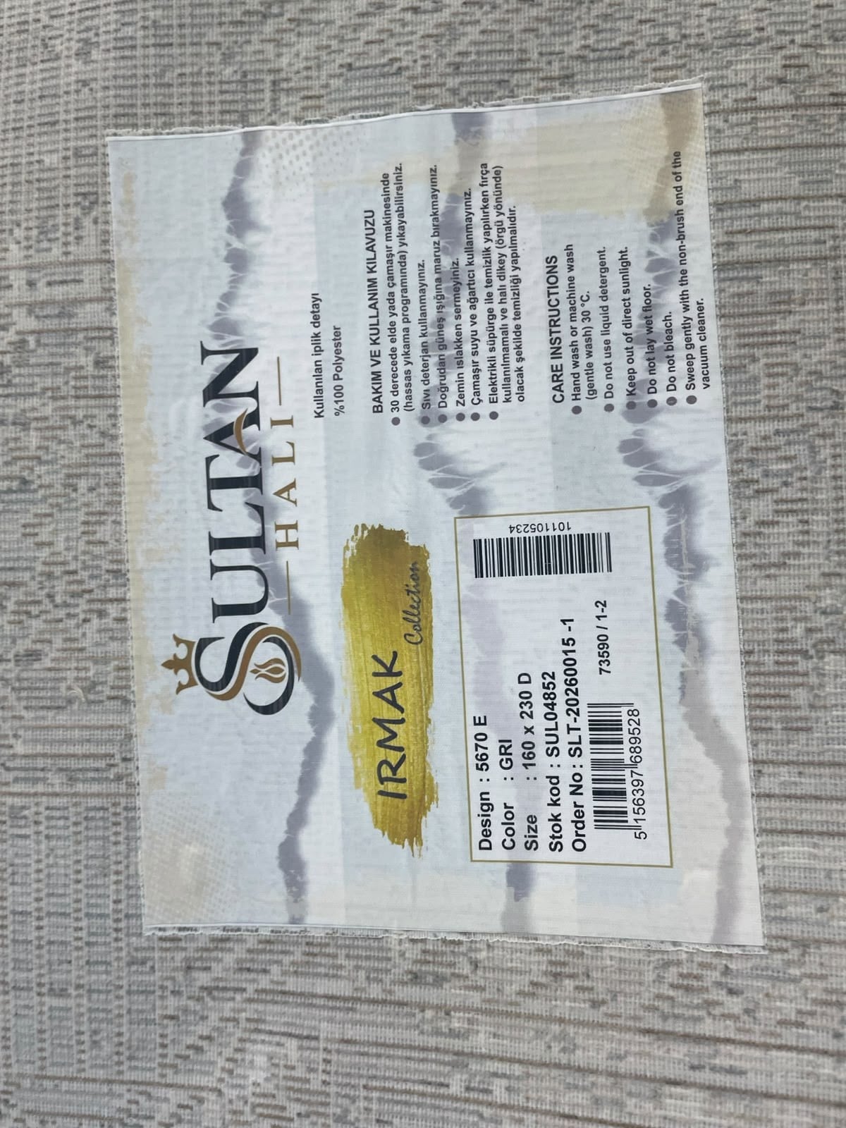 Irmak Serisi Vintage Halı 5670E Gri