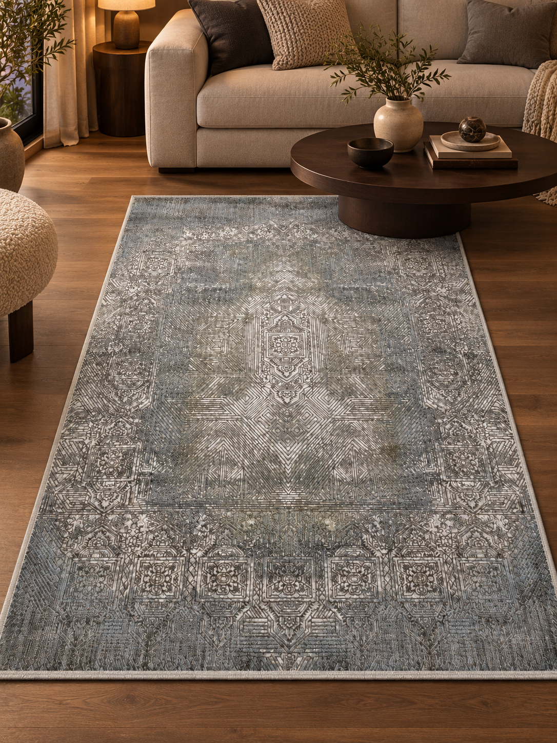 Irmak Serisi Vintage Halı 5670E Gri